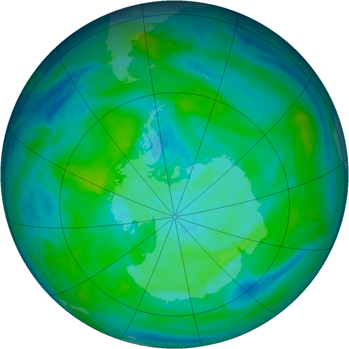 Antarctic ozone map for 17 March 1983